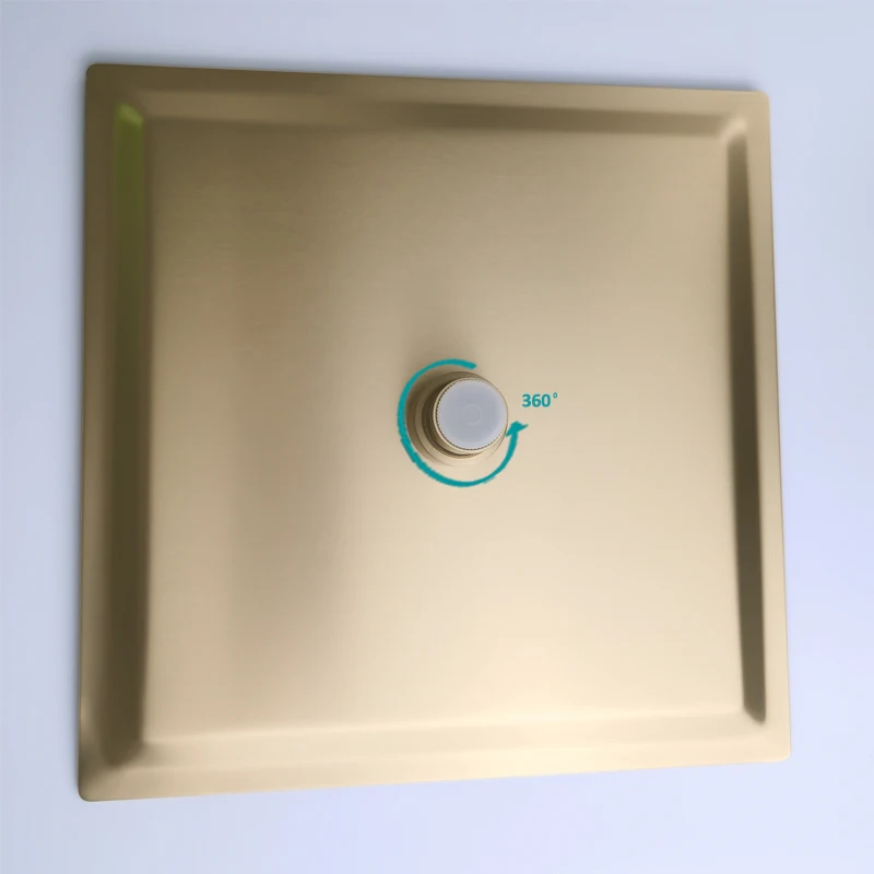 Золотистый медный смеситель для душа ванной комнаты настенный квадратный с