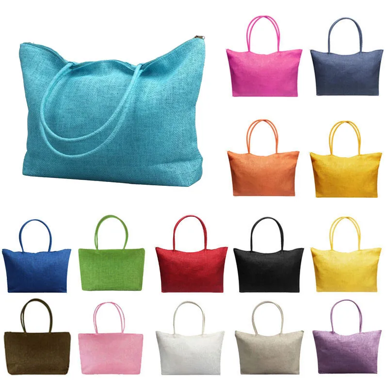 Большие соломенные пляжные сумки женская складная многоразовая сумка для