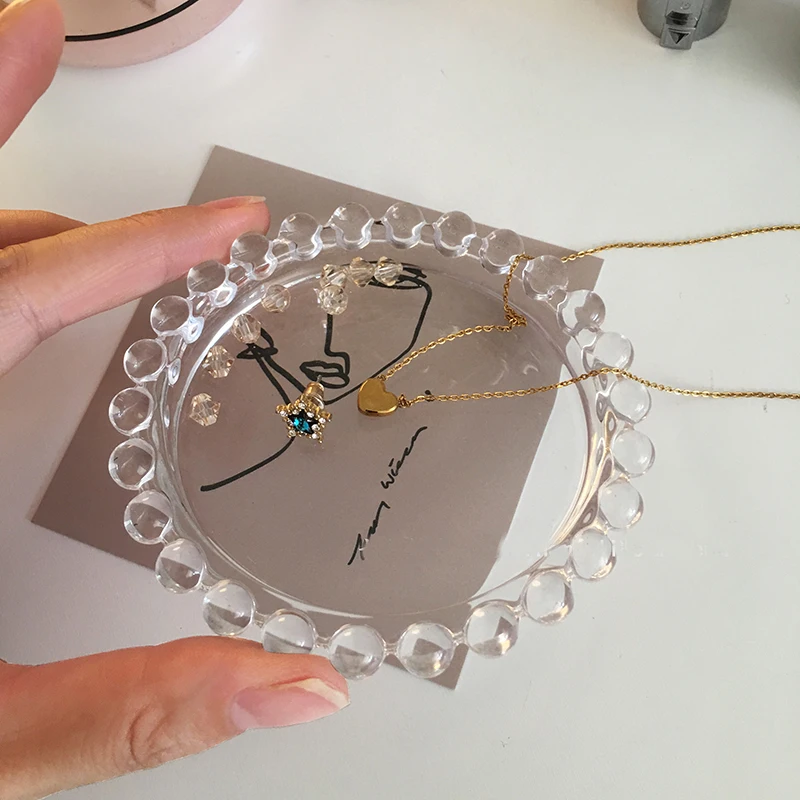 Круглый стеклянный поднос с бусинами в европейском стиле серьги ожерелья кольца