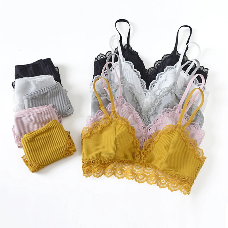 Бюстгальтер женский кружевной в полоску пикантный Бралетт из ледяного шелка