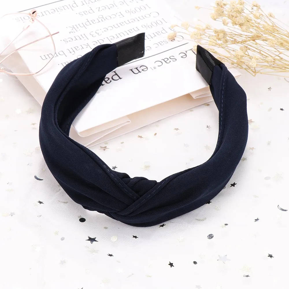 navy blue 25 стилей, модная женская замшевая повязка на голову с бантом, винтажные резинки для волос с перекрестным узлом, тюрбан для девушек, повязка на голову, аксессуары для волос - Цвет: navy blue