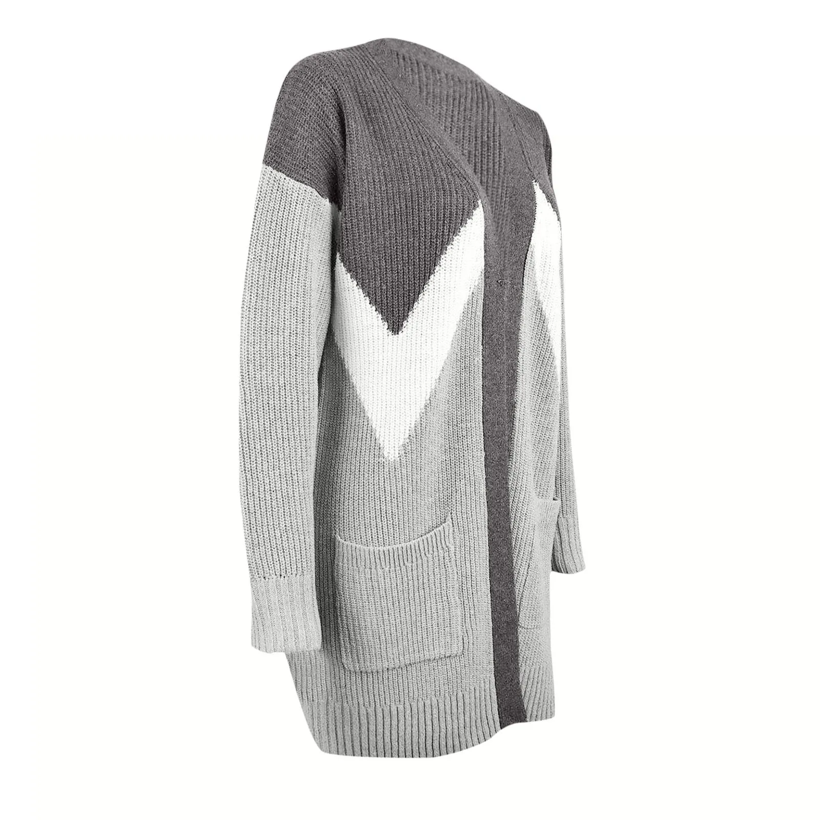 

Women Long Sleeve Knitted Cardigan Sweater Casual Autumn Coats Outwear Fashion Winter Harajuku Color Matching Veste Femme