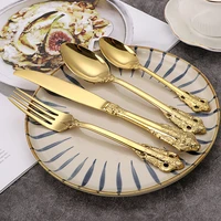 tablewellware golden cutlery stainless steel cutlery set luxury forks knives spoons dinner set royal tableware gold dropshipping