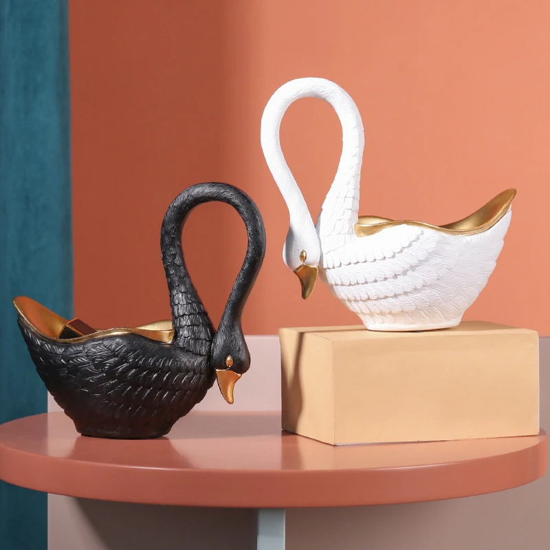 

Nordic White Swan Storage Resin Decoration Modern Creative Home Decoration Gift Ornaments Animal Sculpture With Storage Function