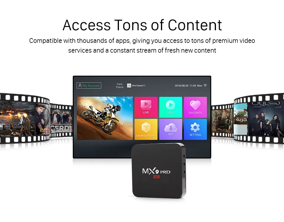 MX9 Pro Android tv Box RK3228A Cortex A53 1G 8G MX9pro Smart tv BOX Android 8,1 2,4G WiFi 4K медиаплеер PK H96 max телеприставка