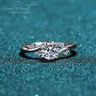 Новое популярное кольцо inbeaut из серебра 925 пробы с отличной огранкой в виде листьев дерева, мосанита, 1 карат, d-цвет, алмазные тестовые обручальные кольца моссанита