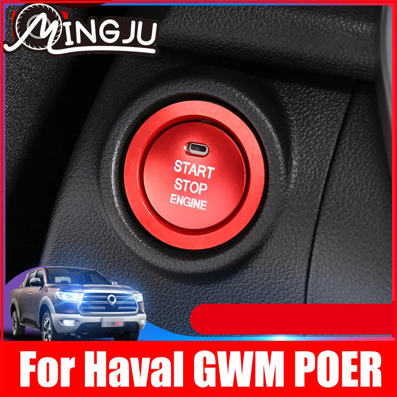 

Car One Button Start Decorative Ignition Key Ring Cover Stickers For Great Wall GWM POER UTE 2020 2021 Haval Accessories