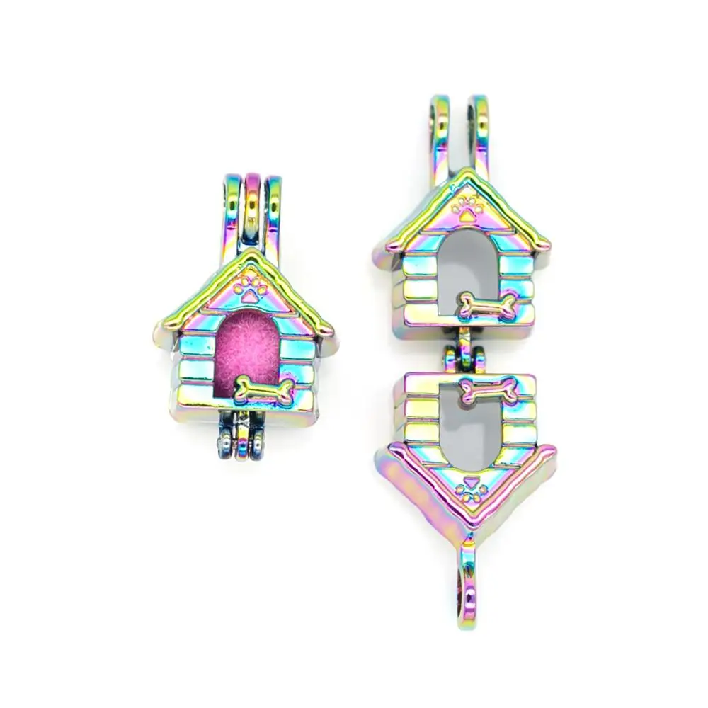 5 шт. Радужный Конура дом устрицы жемчужная бусина подвеска в форме клеток