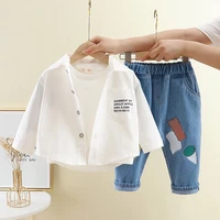 2021 autumn baby boys cartoon clothes suits toddler infant clothing kids cartoon shirt jeans 2pcssets children casual costume