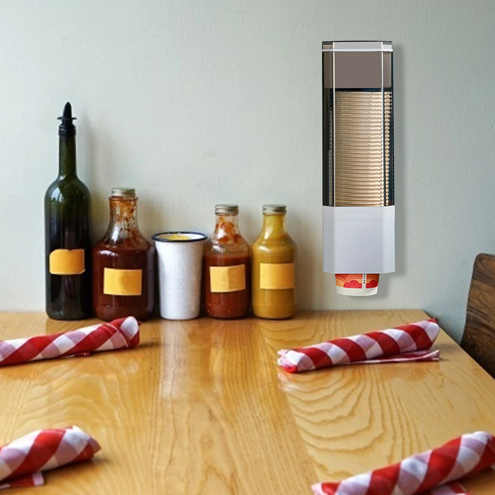 

Disposable Paper Cup Holder Kitchen Pull Type Cup Dispenser Mountable Automatic Cups Holder Kitchen Saving Wall-Mounted upgrade