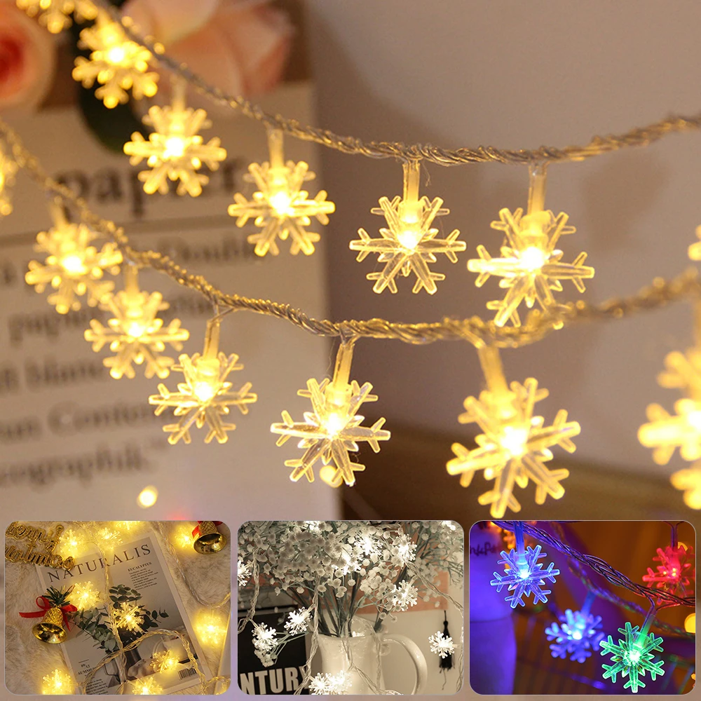

1.5M/6M Snowflake LED String Lights Fairy Lights Festoon Led Light Battery-operated Garland New Year Christmas Decorations