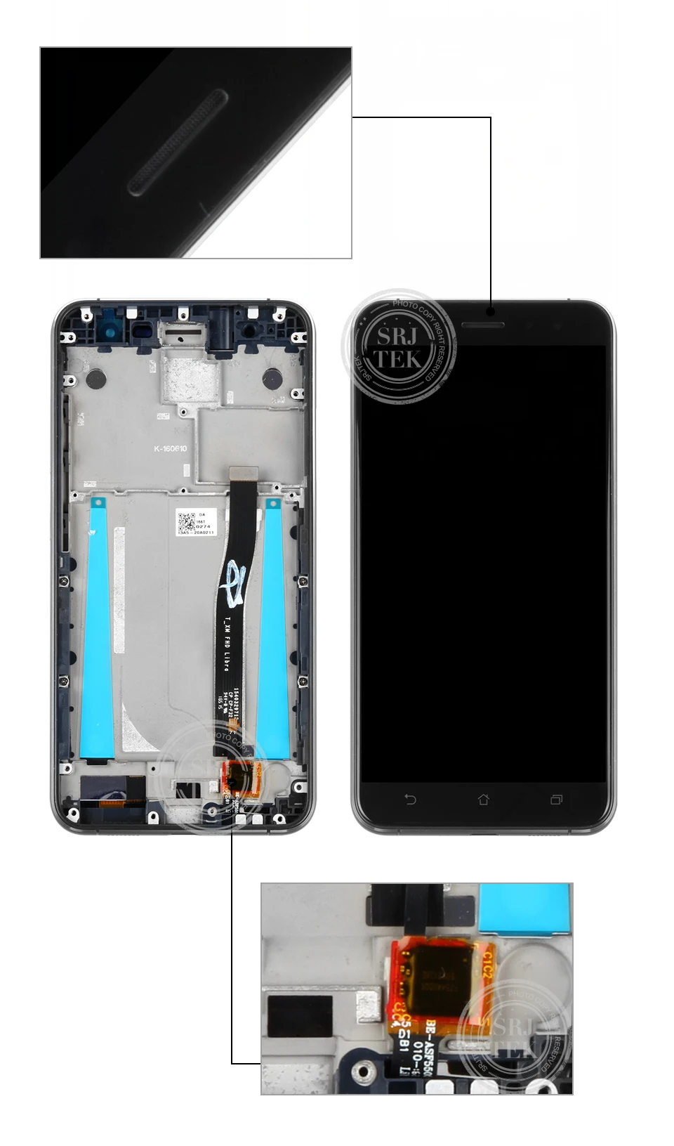 Черный/белый 5,5 дюймов для Asus ZenFone 3 ZE552KL Z012DE Полный ЖК-дисплей+ кодирующий преобразователь сенсорного экрана в сборе Замена