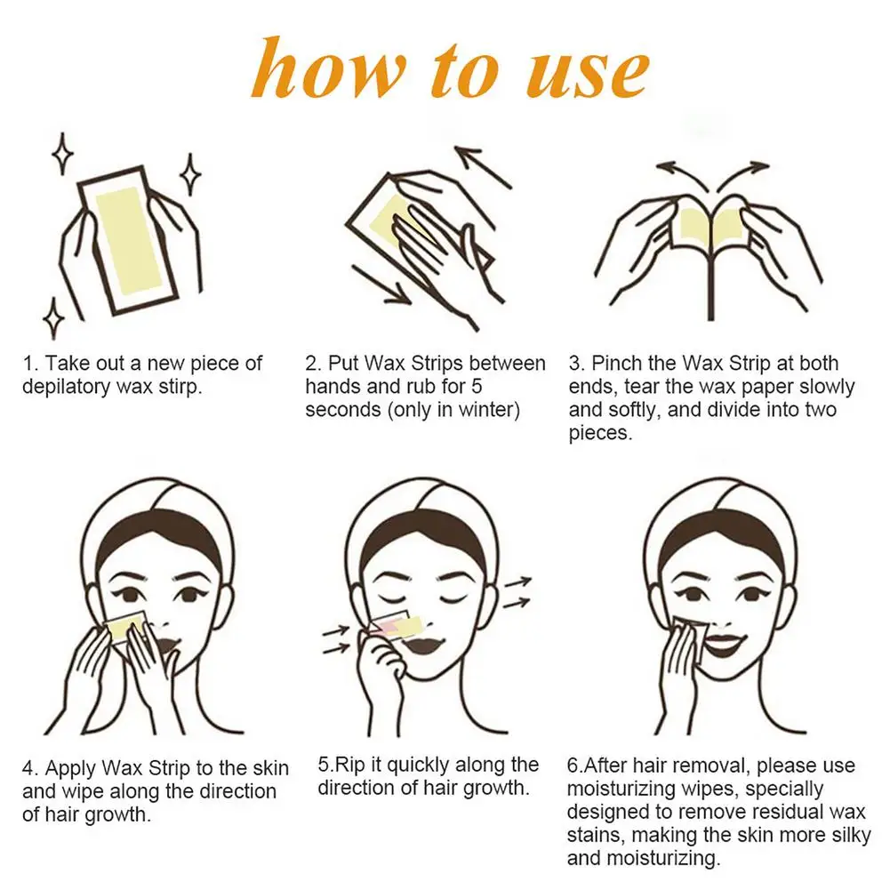 

60 Pcs Hair Removal Waxing Strips Painless Hair Removal Clean Strips For Underarm Arm Leg Body Facial Hair Removal Women Men