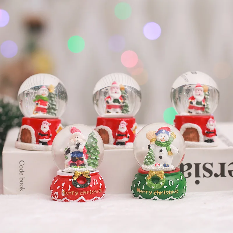 

1pc 4.5*7CM Random Christmas Crystal Ball Santa Claus Ball Snow Light Desktop Xmas New Year Home Decoration Navidad Kid Gift