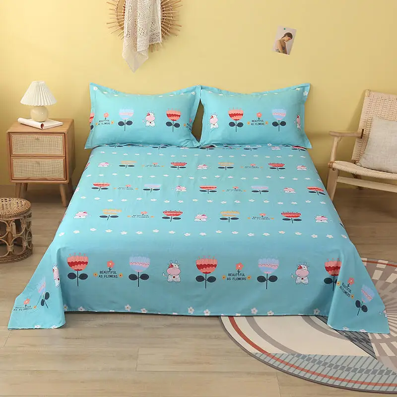 Постельное белье из чистого хлопка простыня размера Queen/King de lit плоские простыни в