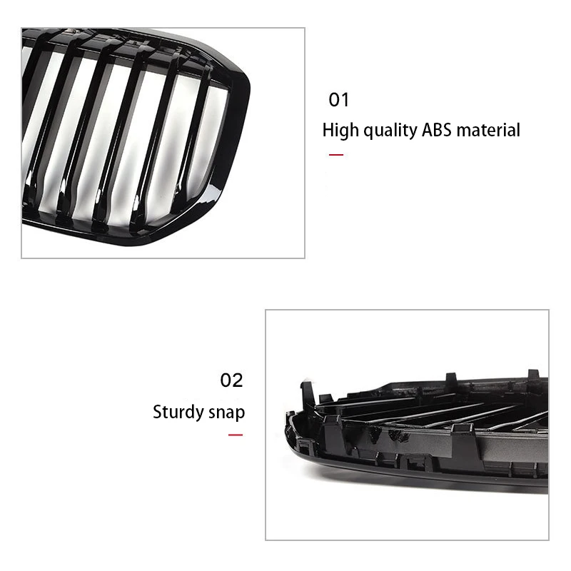 

Glossy Black Front Hood Kidney Grille Grill Abs Dual Line Compatible For New -bmw- X7 G05 Front Bumper Grille