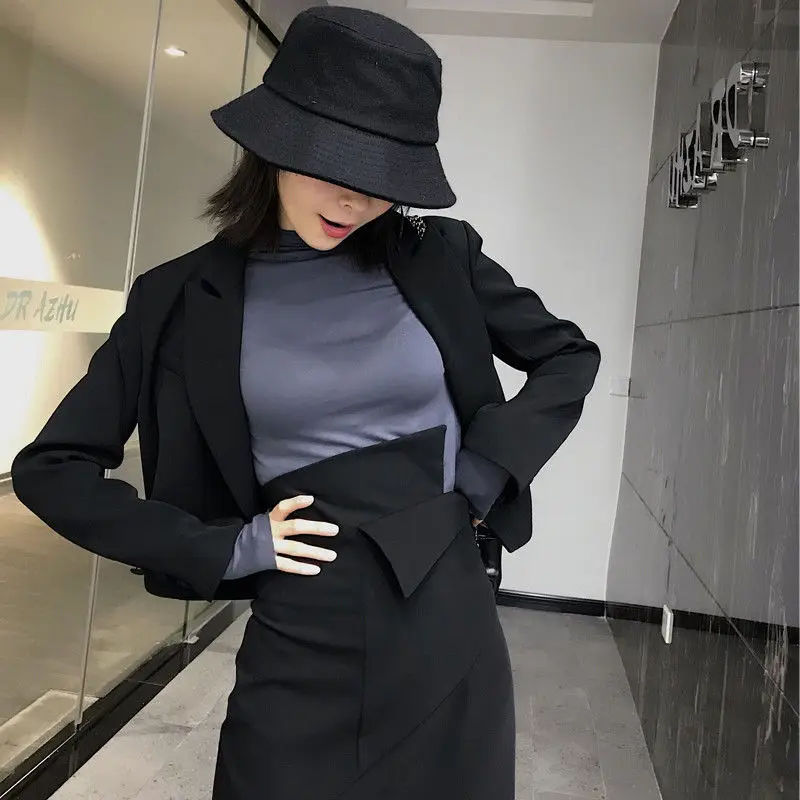 Черный деловой комплект блейзеров для женщин шикарные сплошные блейзеры костюмы