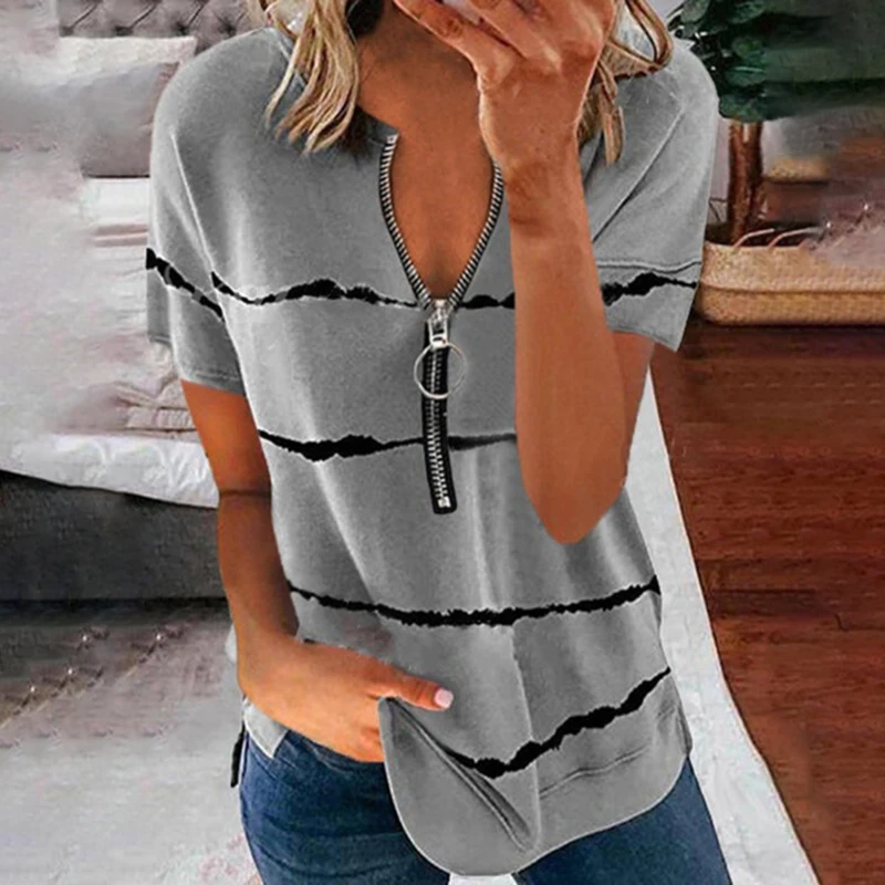 

Женские ботильоны в ретро стиле, с принтом футболка с короткими рукавами на молнии с v-образным вырезом Футболка городском повседневном пул...