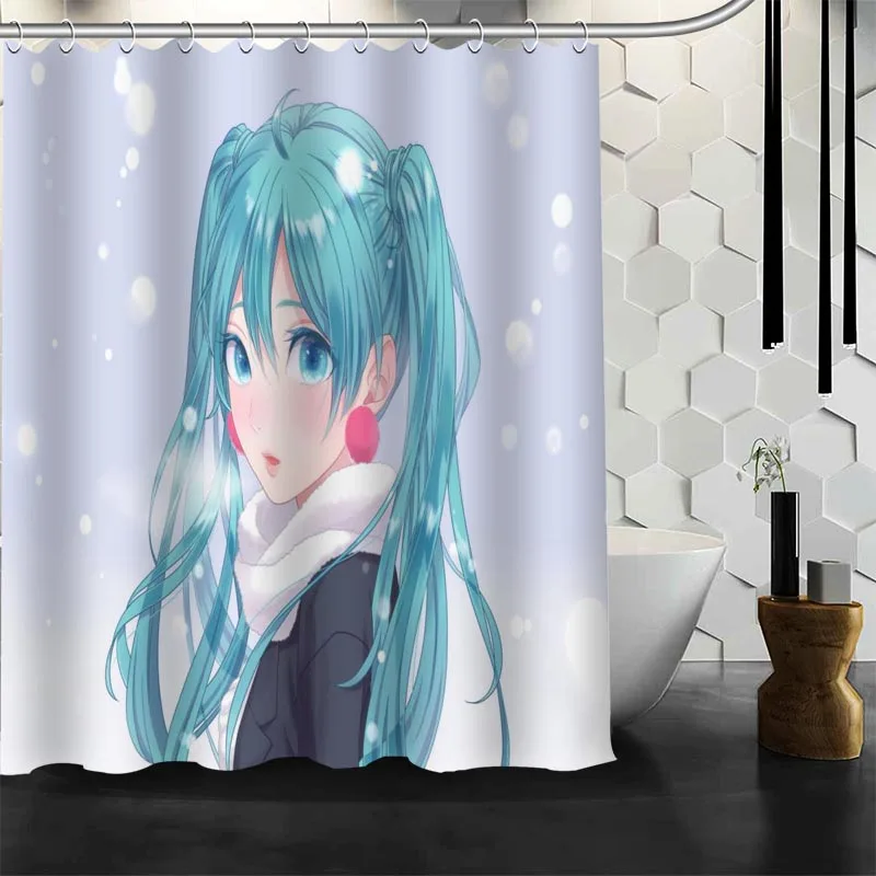 Аниме Hatsune Miku занавеска для душа полиэстер ткань принт Водонепроницаемая занавеска для ванной 12 крюк занавеска для ванной