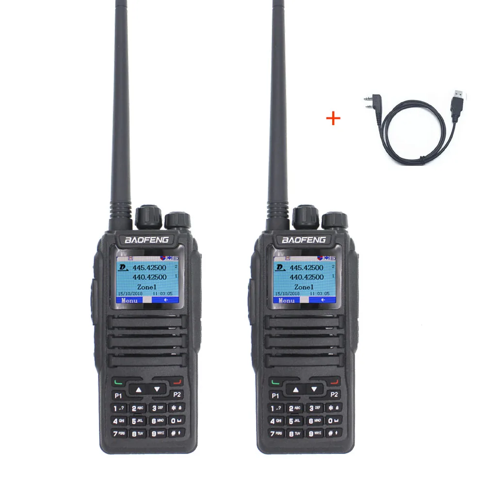 2 шт. Baofeng двойной режим аналоговый и цифровой иди и болтай Walkie Talkie “иди и DM-1701 Dual Time slot двухдиапазонный УКВ и UHF приемно-передающая радиоустановка