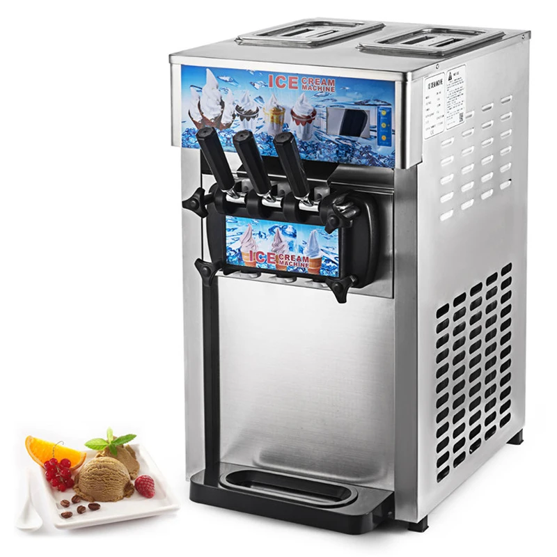 

Commercial 1200W ice cream machine home soft ice cream maker three flavors stainless steel soft ice cream machine
