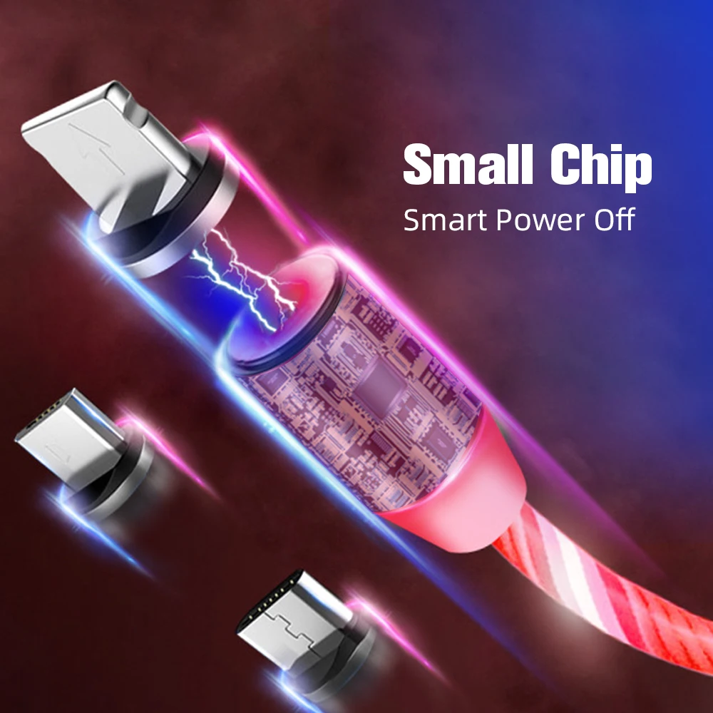 Магнитный кабель anmon зарядный Micro USB Type C светящийся светодиодный для зарядки шнур