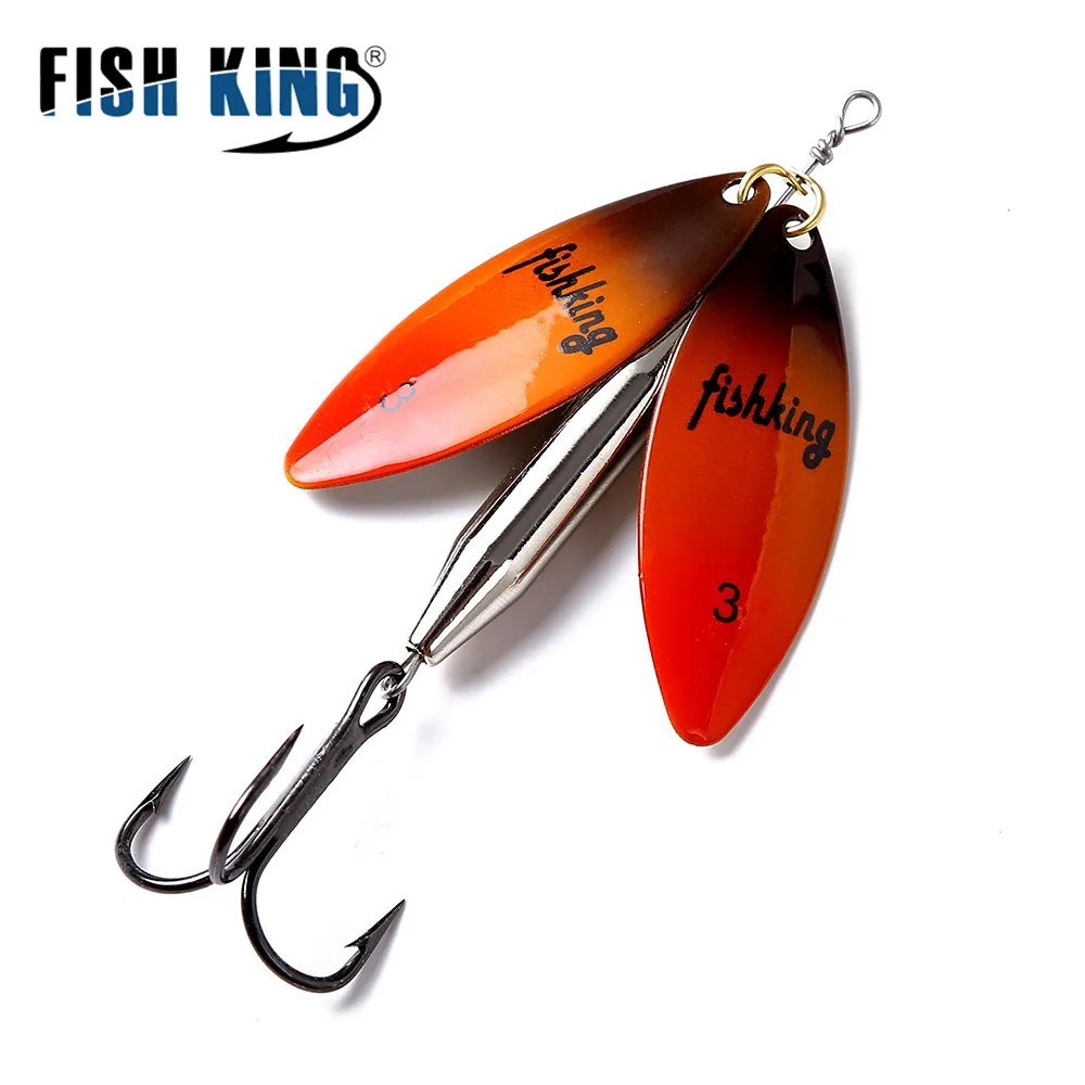 

1pc Fishing Lures Metal Spinner Spoon Long Cast 20g/10cm Double willow leaf blades with Carbon Steel Treble Hook Hard Baits