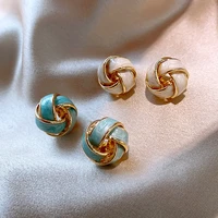 s925 needle metal geometry ball stud earrings south korea retro fashion simple personality earrings women jewelry accessories