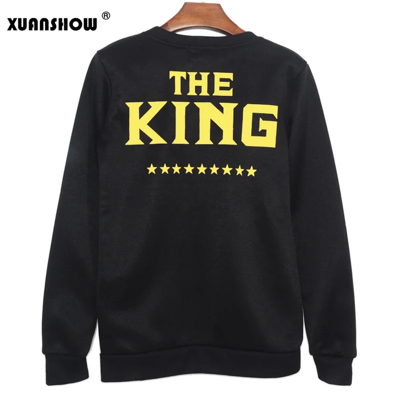 Худи XUANSHOW с надписью KING QUEEN для мужчин и женщин флисовые толстовки капюшоном