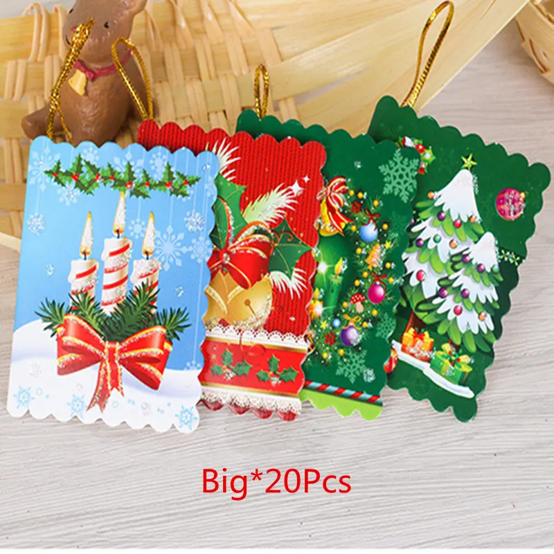 Big Card-20Pcs 20шт Поздравительные открытки Рождественская елка украшения Рождественские открытки подвеска рождественские украшения год украшения - Цвет: Big Card-20Pcs