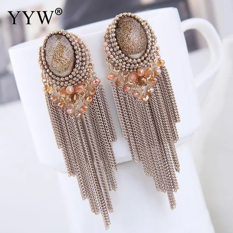Европейский дизайн женские серьги с кисточками Висячие болтающиеся длинные
