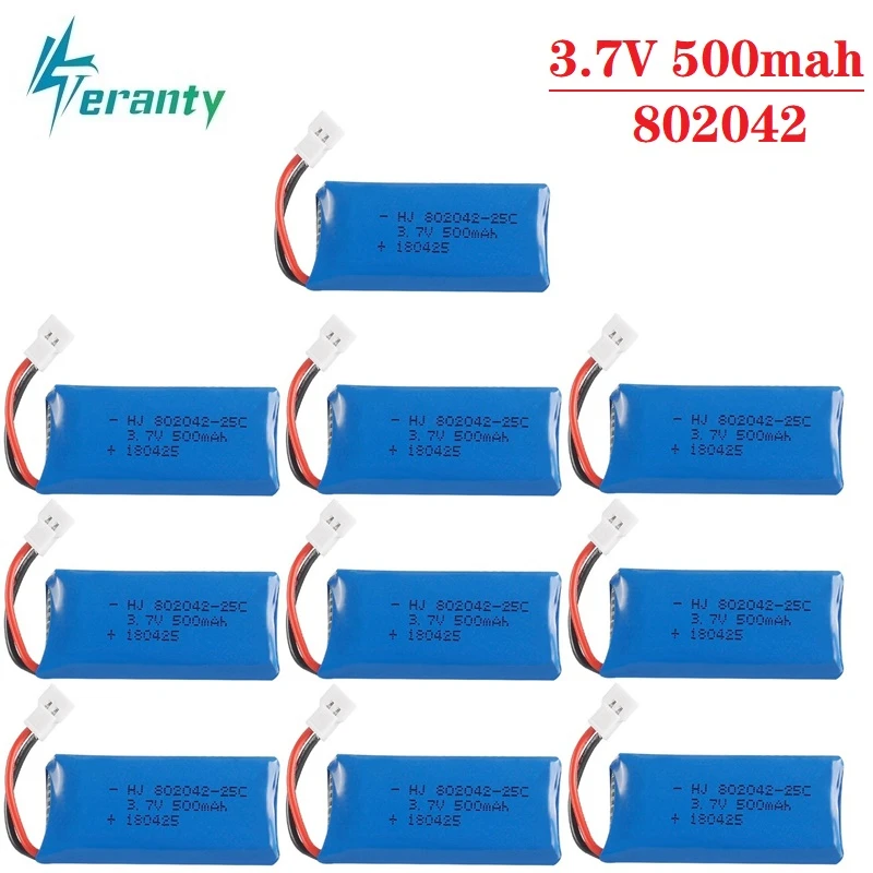 Аккумулятор Lipo 3,7 в 500 мАч для Udi U816A U941 U927 H43 wifi818 JXD385 H107 V252 F186, литиевая батарея 3,7 в 500 мАч 802042 1 шт.-10 шт.