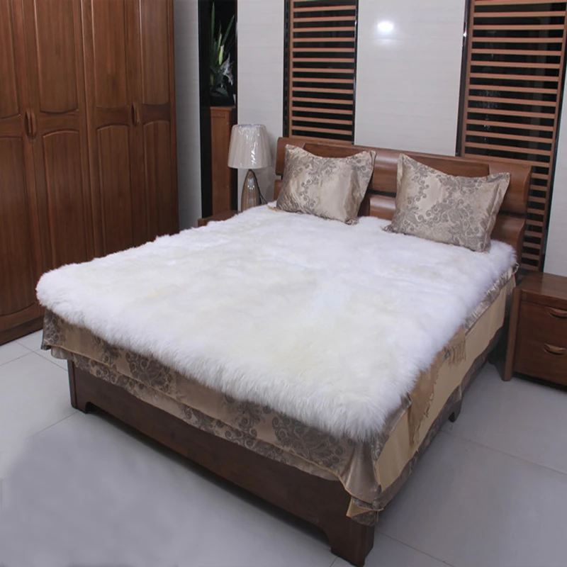 Long Australian Sheepskin Blanket Natural Home Decor Bedroom Throw Lambskin Sheepskin Rug Genuine Sheep Fur Floor Mat Carpet