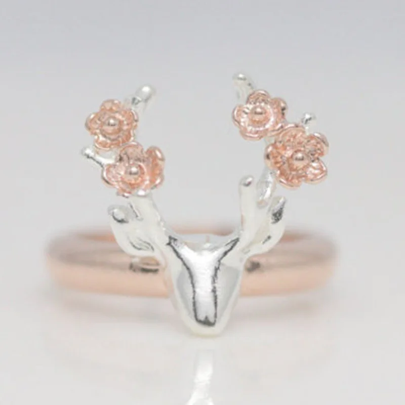Винтажные кольца в виде оленя розового золотого и серебряного цветов для женщин