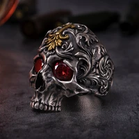 new style vintage gothic red zircon eye skull metal punk rings cool mens rock party biker jewelry