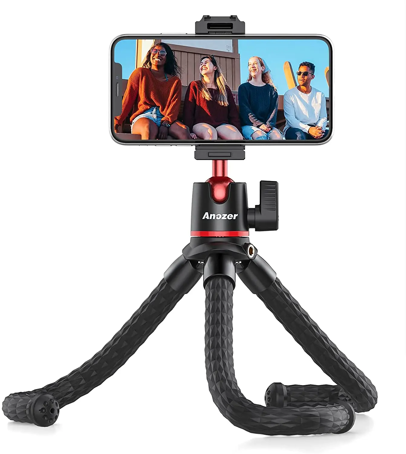 

Anozer Phone Tripod, Flexible Camera Tripod Stand with Phone Holder/Quick Release Plate/GoPro Mount, Adjustable Travel Tripod