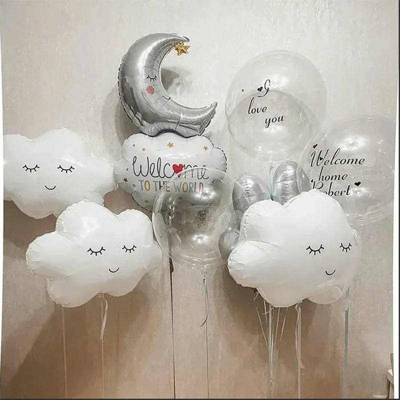 2 шт большие белые облака Луна фольги воздушный шар детский душ Дети украшения