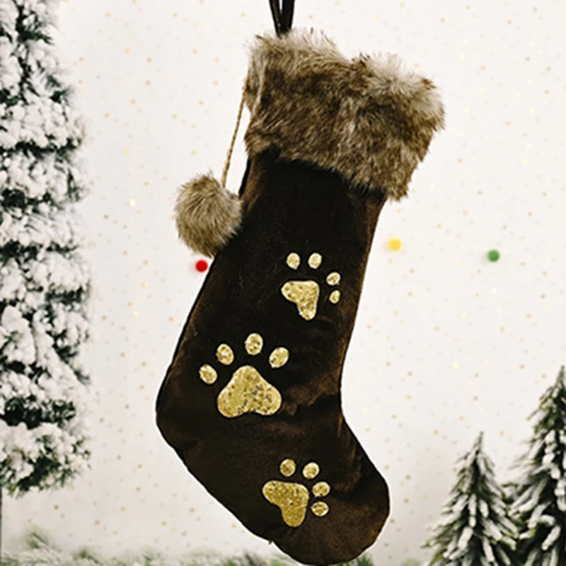 Рождественский орнамент блестящая собака чулок Рождественская елка подвеска