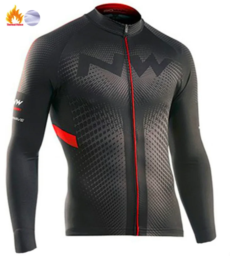 Winter Jersey Northwave Winter thermal fleece Cycling Clothes NW men's Jersey suit outdoor riding bike MTB clothing warm Bib Pants set - Color: Winter Jersey
