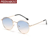 peekaboo gold metal glasses for men gradient lens uv400 women small sunglasses round 2021 accessories summer blue brown