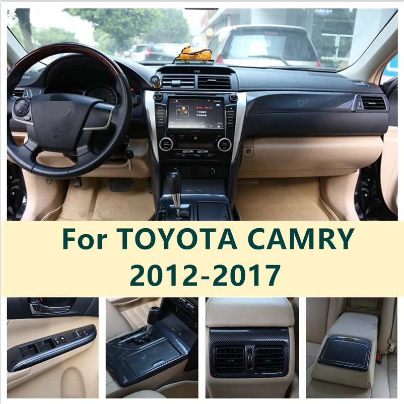 Для TOYOTA CAMRY 2012-2017 интерьер персиковое дерево углеродное волокно интерьерная