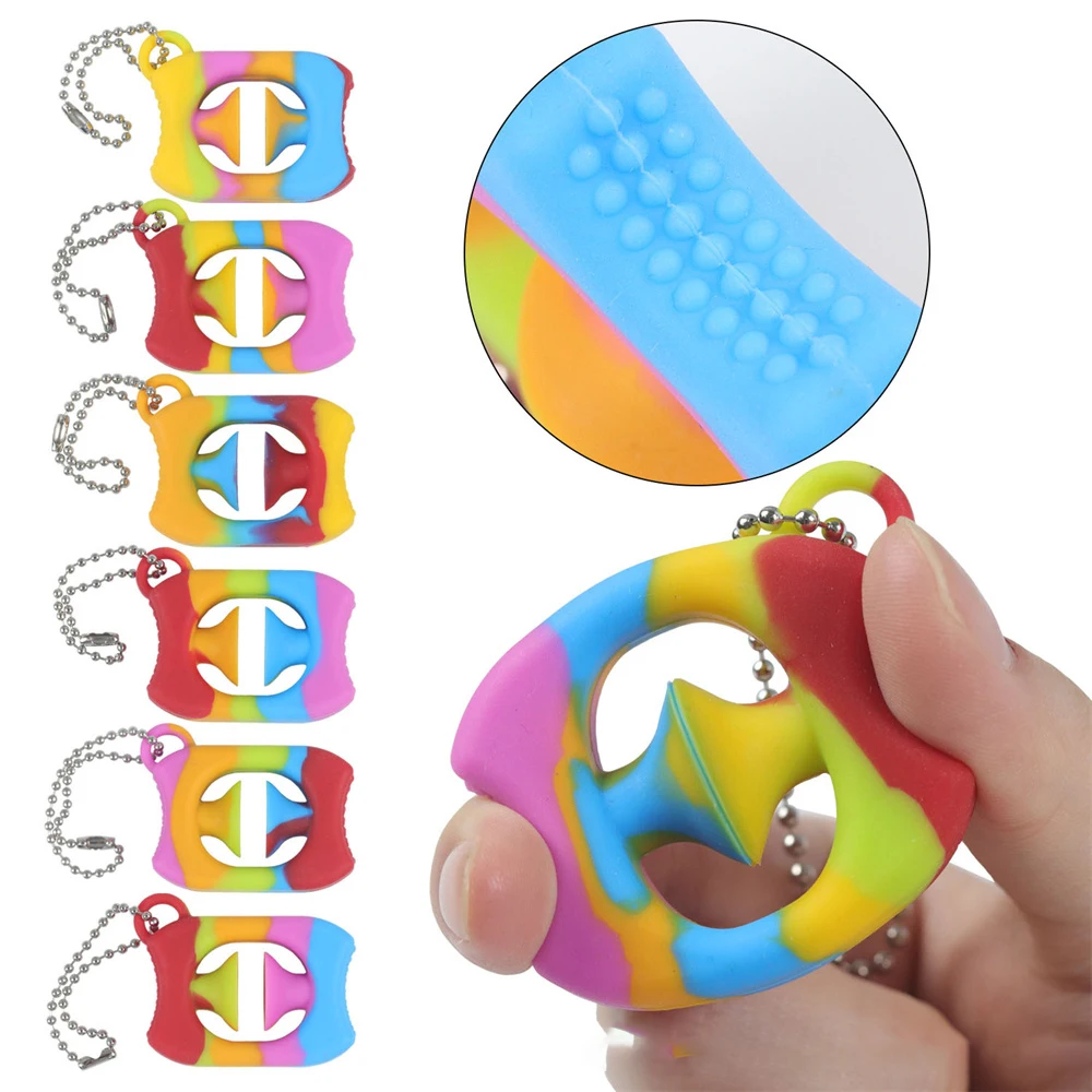 

New Design Mini Rainbow Popper Noise Maker Grab Hand Finger Grip Snap Keychain Sensory Fidget Toys