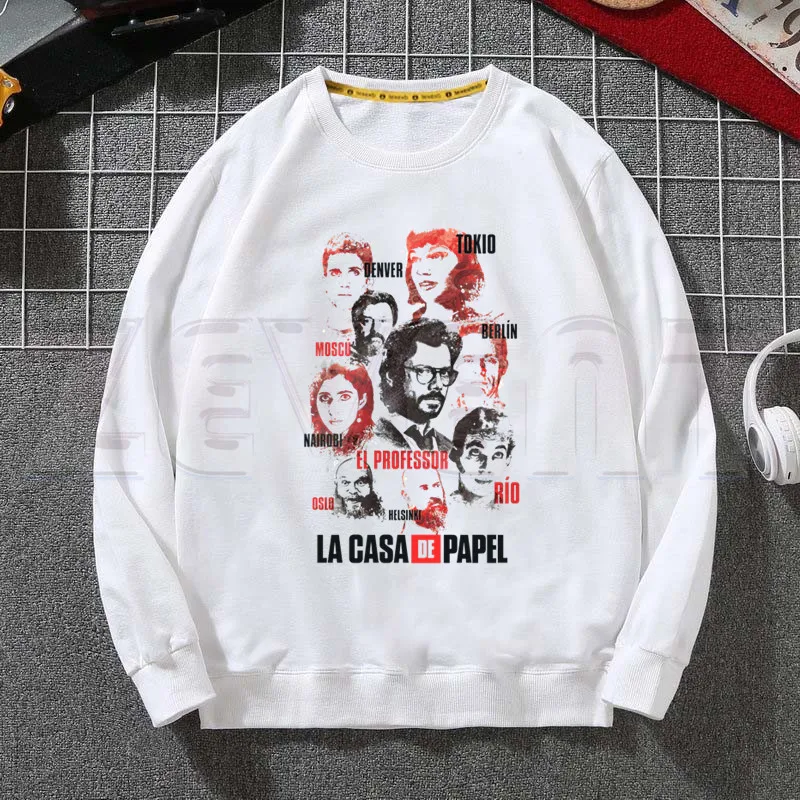 

Fashion Men's La Casa De Papel Hoodies Bella Ciao Money Heist House of Paper Spring Autumn Casual Hoodies Sweatshirts Hoodies
