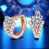 womens charming small hoop earrings v shape crystal heart zirconia stone elegant female piercing earring jewelry best gifts
