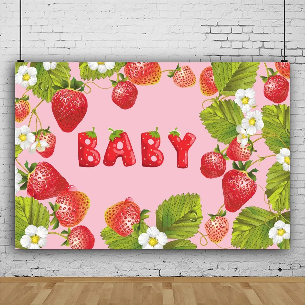 

Strawberry Theme Baby Shower Birthday Background Portrait Photography Kids Party Photozone Decors Backdrops Studio Accessories