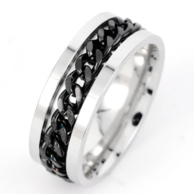 

Zhou 2021 Punk Vintage Chain Ring Unique Design Rotatable Cross Chain Rings High Quality Hip Hop Jewelry For Men Women Gifts