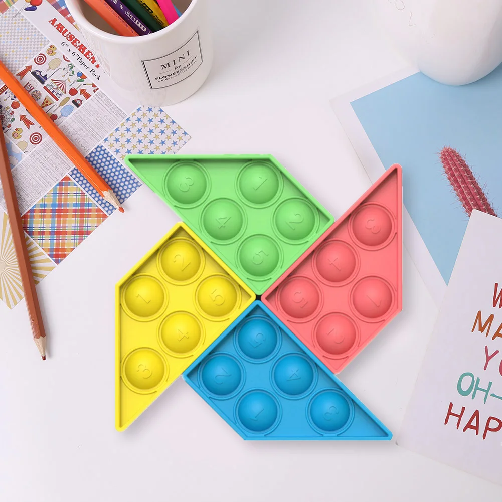 

4 шт. головоломка Танграм силиконовые пуш-ап пузырь сенсорная Игрушка антистресс расслабляющий Непоседа куб игрушки для взрослых и детей, р...