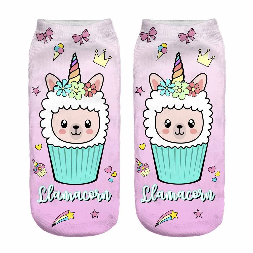 Женские носки из альпаки с 3D Цифровым принтом невидимые для взрослых волшебные