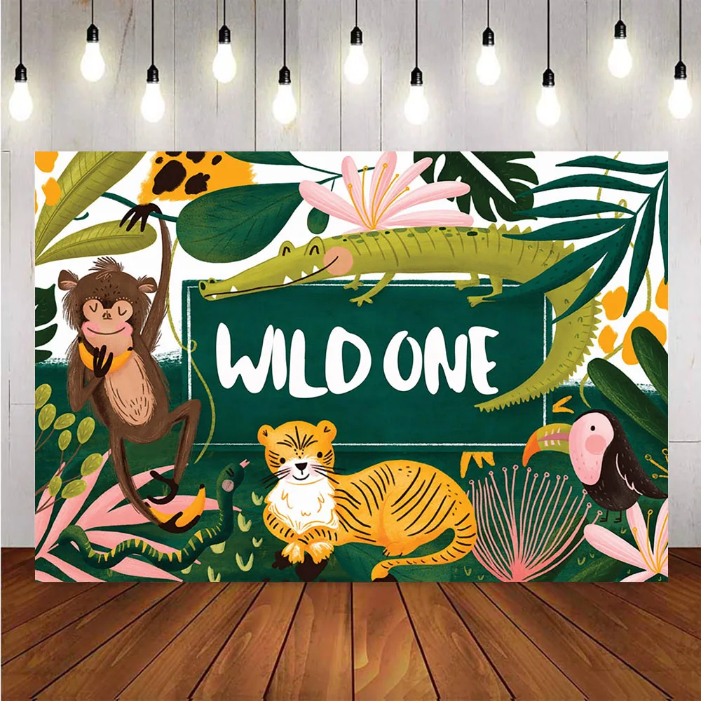 

Safari jungle backdrop for photography wild one photo background studio happy birthday party decoration supplies customize props