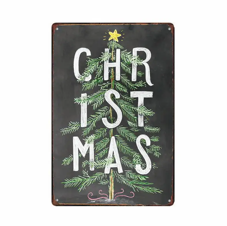 Рождественская елка металлическая жестяная вывеска настенный художественный